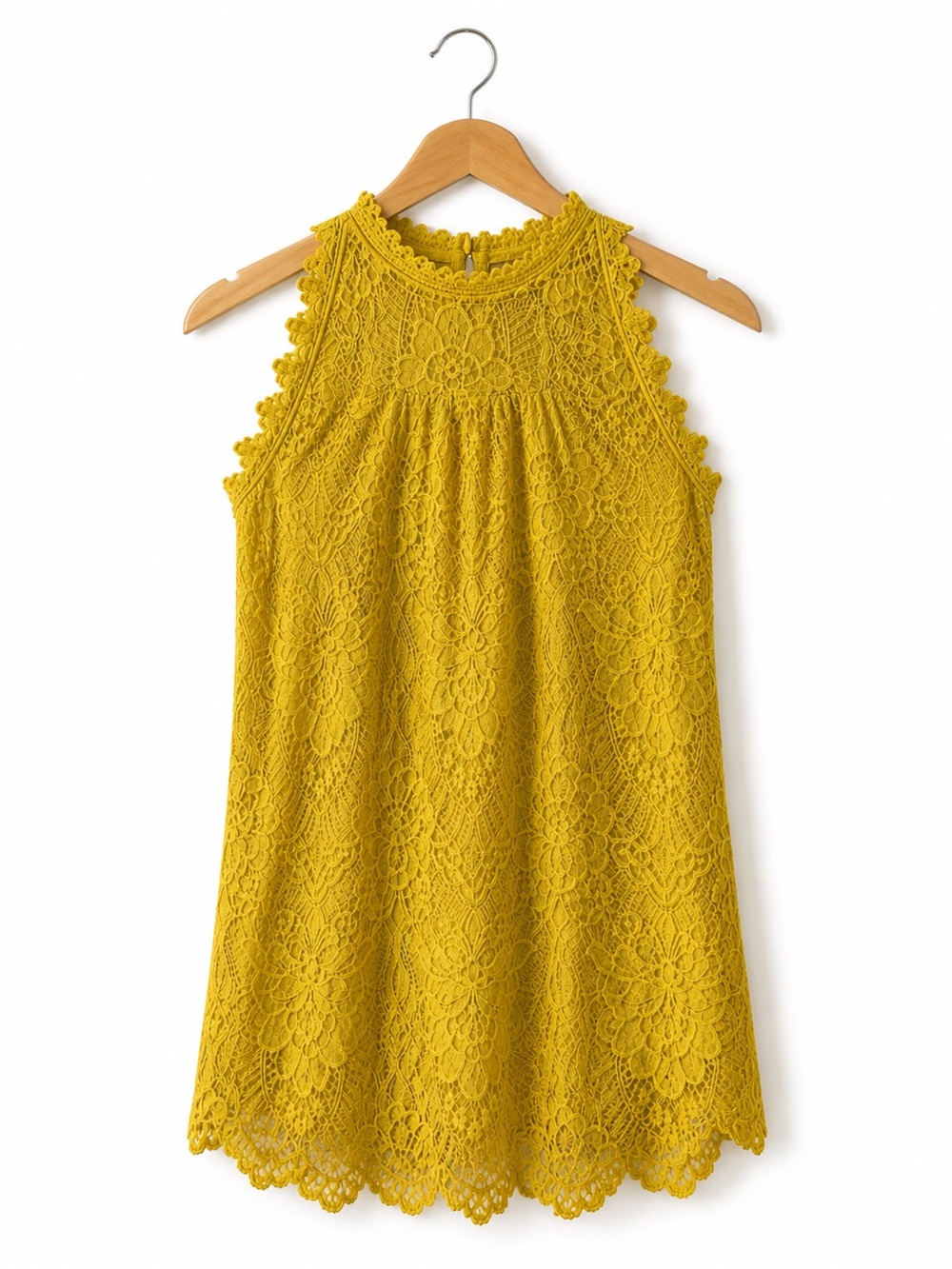 Paper Tee Mustard Yellow Lace Blouse Small Sleeveless Boho Chic Top